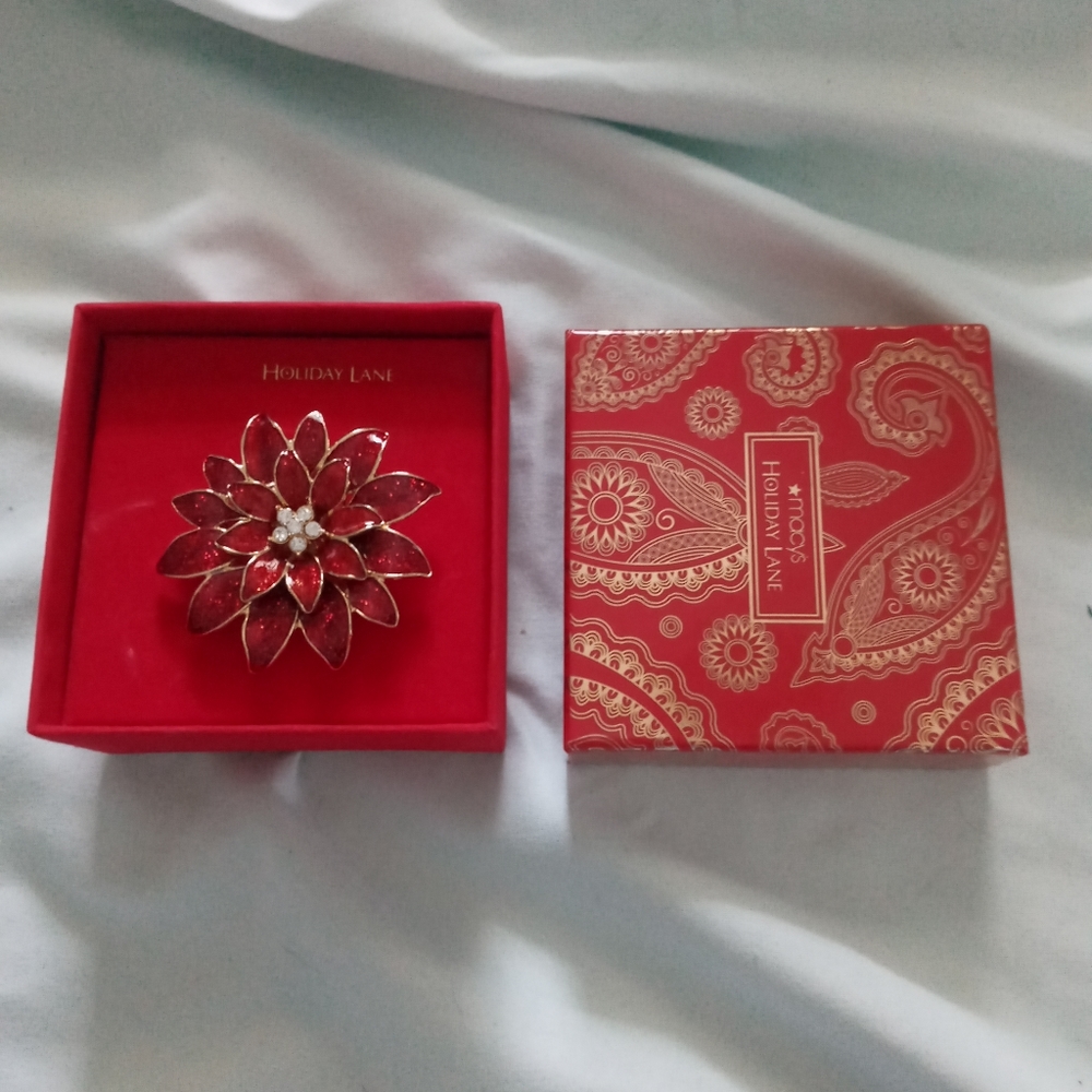 Macy's Poinsettia Christmas Brooch